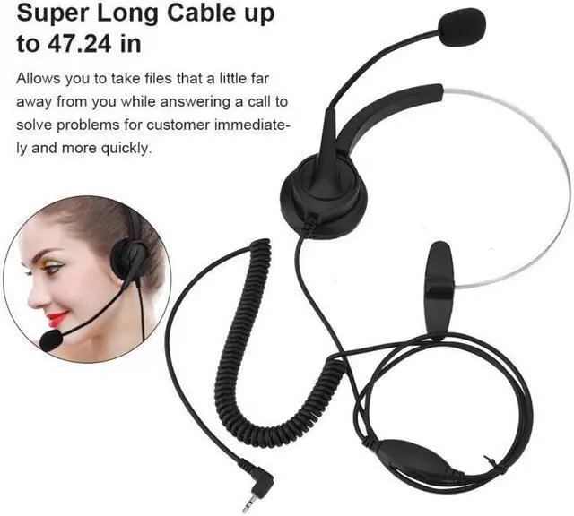 Alt view image 6 of 6 - Cordless Phone Headset Adjustable Noise Cancelling 2.5mm Telephone Headset Call Center Headsets 2018