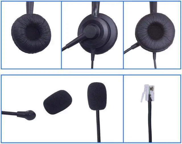 Alt view image 4 of 6 - Wantek Corded Call Center Headset Headphone with Mic + Volume Mute Control for Avaya 1416 2420 5410 Polycom VVX 300 Nortel NEC