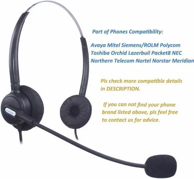 Alt view image 4 of 5 - Wantek Call Center Phone Headset for Polycom SoundPoint 300 301 430 501 550 600 601 650 Lazerbuilt Orchid Packet8 IP Telephone