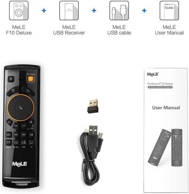 Alt view image 5 of 6 - Mele F10 Deluxe Fly Air Mouse 2.4GHz Wireless Keyboard Remote Control with IR Learning Function For Smart Android Tv Box Mini Pc