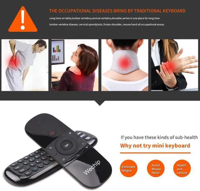 Alt view image 5 of 5 - W1 MINI 2.4G Remote Control Wireless Keyboard 6-Axis Motion Sense Air Mouse IR Learning for Smart TV Android TV BOX Laptop PC