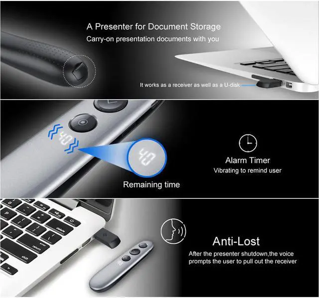Alt view image 6 of 6 - AVATTO Built-in TF Card Digital Laser Wireless Presenter with Air Mouse, PPT Presentation Remote Clicker for Teaching,Meeting