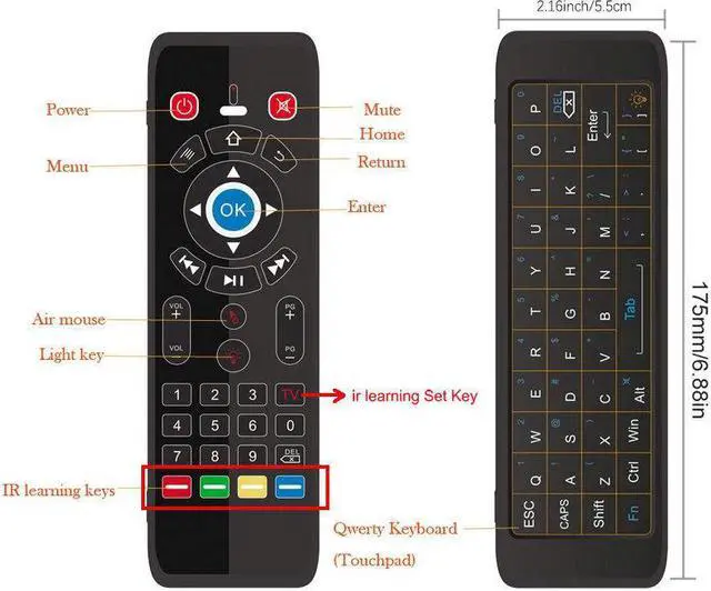 Alt view image 3 of 6 - Voice Remote  Fly Air Mouse ir learning  2.4G Wireless Mini Keyboard Touchpad Gyroscopefor Andriod Smart TV box