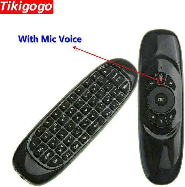 Alt view image 2 of 6 - Tikigogo C120 Backlight Mic Microphone Voice 2.4G air mouse Wireless remote control mini Keyboard for Android Smart TV Box