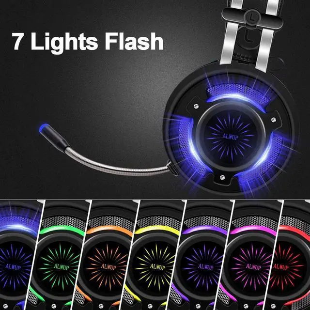 Alt view image 3 of 5 - A6 Gaming Headphones for Computer PC Games Wired Earphone Led HD Bass USB Gaming Headset for PS4 Xbox one with microphone