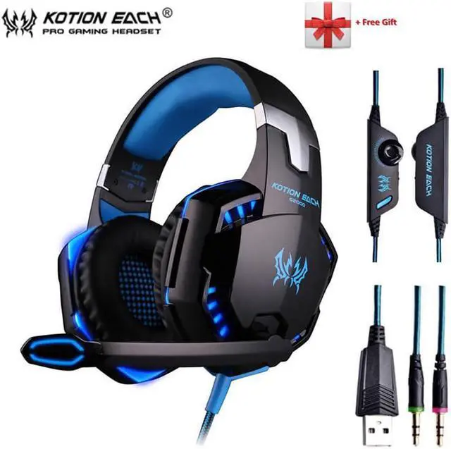 Main image of G2000 G9000 Gaming Headphones Gamer Earphone Stereo Deep Bass Wired Headset with Mic LED Light for PC PS4 X-BOX