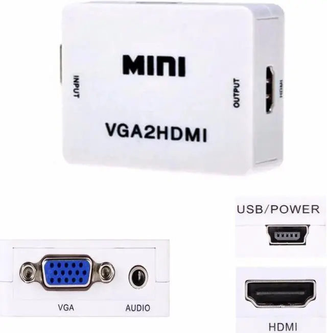 Alt view image 3 of 5 - 1080P Adapter Connector For Projector PC Laptop with 2VGA Converter Mini VGA to Converter With Cable
