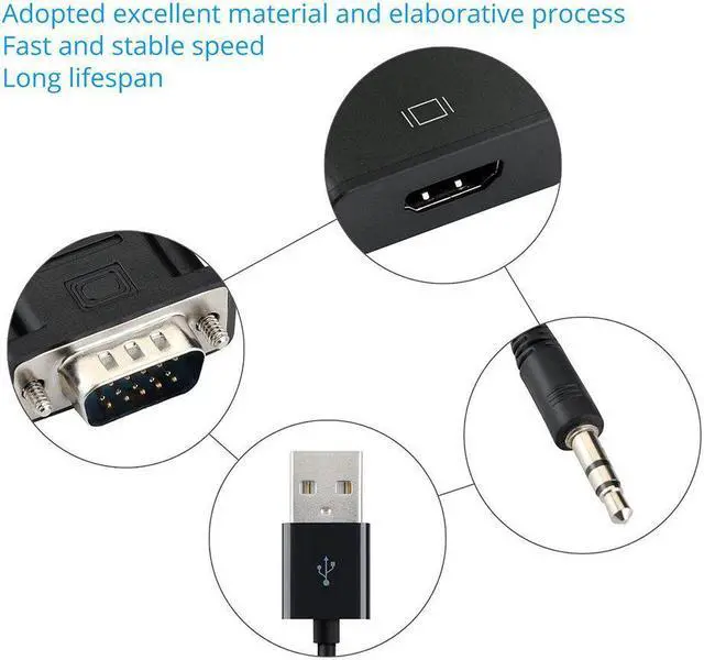 Alt view image 2 of 6 - AIXXCO VGA to HDMI Converter Adapter Output 1080P HD with Audio VGA2HDMI TV AV to HDTV Video Cable Converter Adapter for TV PC