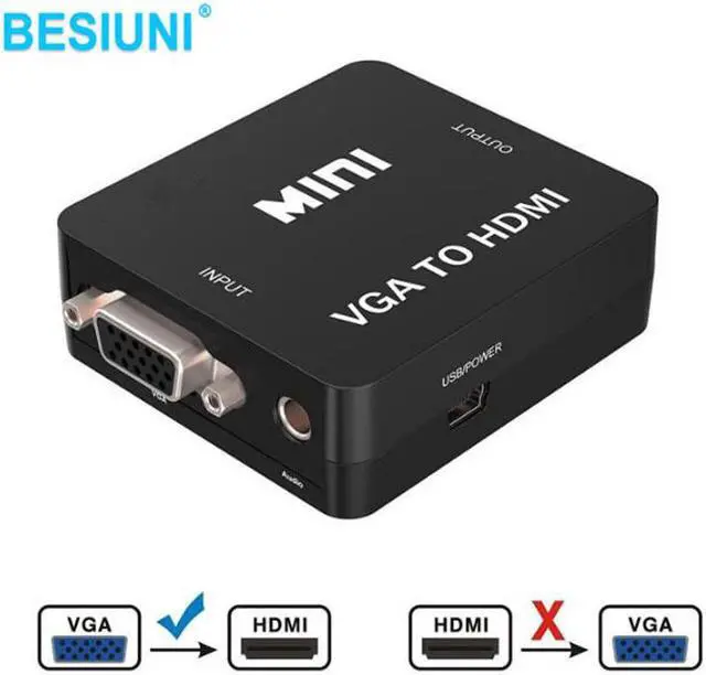 Alt view image 4 of 5 - 1080P black Mini VGA to HDMI Converter With Audio VGA2HDMI 1080P Adapter Connector For Projector PC Laptop to HDTV