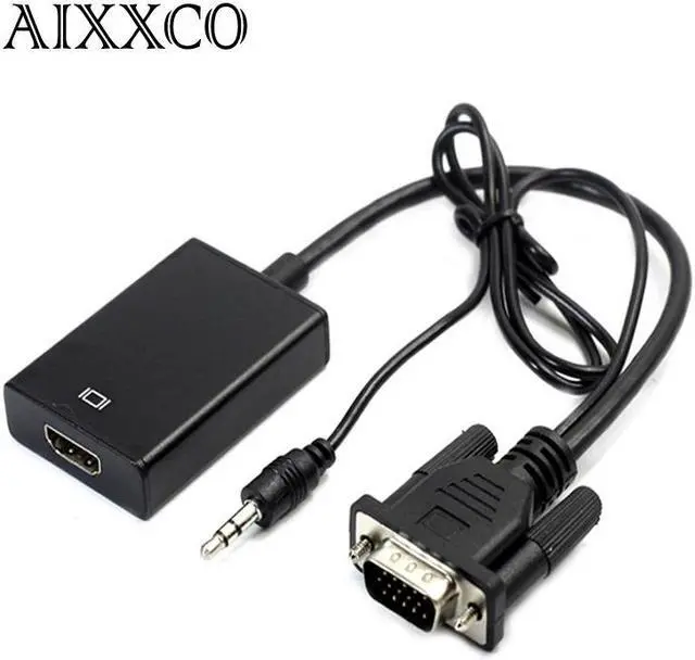 Alt view image 6 of 6 - AIXXCO VGA to HDMI Converter Adapter Output 1080P HD with Audio VGA2HDMI TV AV to HDTV Video Cable Converter Adapter for TV PC