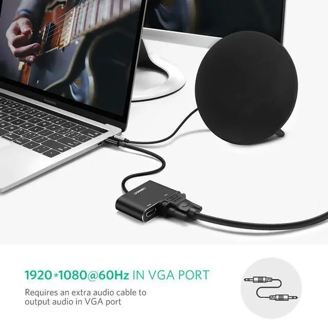 Alt view image 3 of 5 - USB C  VGA Adapter Type C to  4K Thunderbolt 3 for Samsung Galaxy S10/S9/S8 Huawei Mate 20/P30 Pro USB C
