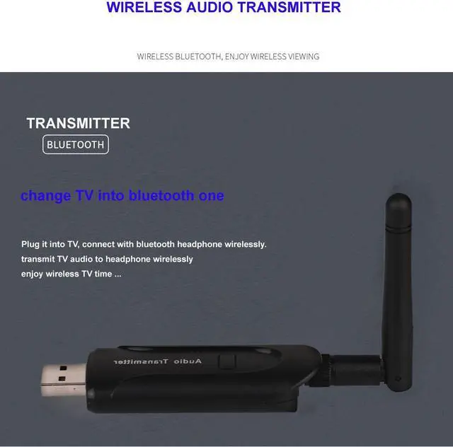 Alt view image 4 of 6 - kebidu 3.5mm Jack Audio Double-decoding Transmitter Bluetooth 4.0 Adapter Wireless Audio Transmitter for TV PC Aptx