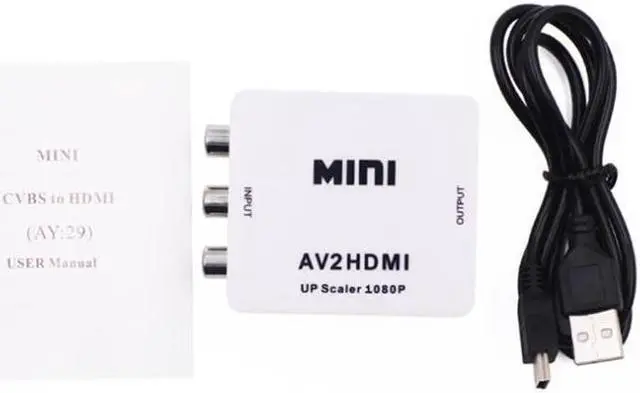 Alt view image 4 of 6 - RCA to HDMI 720P 1080P Up Scaler AV2HDMI Mini AV to HDMI Signal Converter Adapter for TV,VHS VCR,DVD Records,+USB Cable+Gift Box