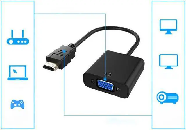 Alt view image 4 of 6 - Black HDMI to VGA Adapter Digital to Analog Audio Converter M/F Video Cable for Xbox 360 PS3 PS4 PC Laptop TV Box to Projector