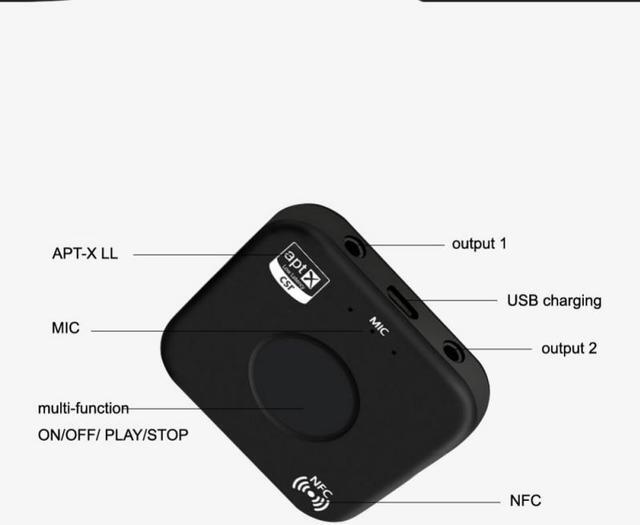 Alt view image 5 of 6 - Wireless Bluetooth Transmitter and Receiver Adapter 4.2 Audio APT-X NFC CVC6.0 Built-in Microphone AUX Out for Smartphone PC TV