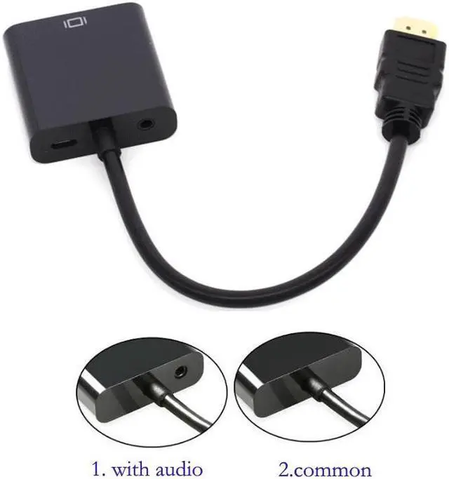 Alt view image 2 of 6 - Black HDMI to VGA Adapter Digital to Analog Audio Converter M/F Video Cable for Xbox 360 PS3 PS4 PC Laptop TV Box to Projector