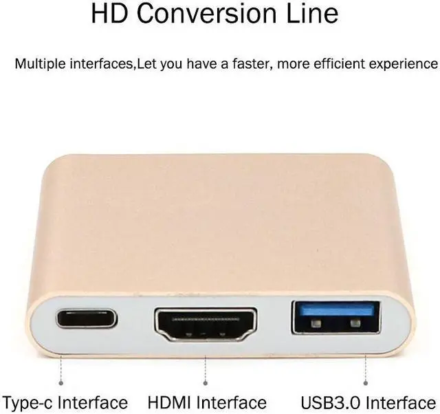 Alt view image 2 of 6 - USB 3.1 Type C Thunderbolt 3 TO HDMI USB 3.0 multi-port Adapter Dongle Dock Cable for  Macbook Pro Mouse Keyboard TV Phone