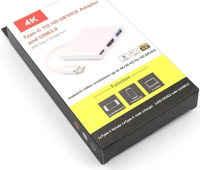 Alt view image 6 of 6 - Type-C to HDMI Adapter for Nintendo Switch Console to TV Video Digital 4K HD Converter Replacement Dock for Samsung Galaxy S8