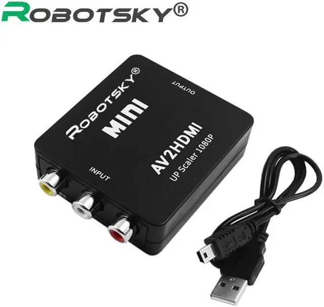 Main image of Robotsky 1080P AV to HDMI Video Adapter RCA Analog to Digital HDMI Converter Cable for VCD DVD HD Player Digital Set-top Box