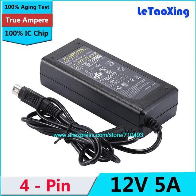 Main image of With IC Chip AC-DC 12V 5A 4 Pin Power Adapter Supply 60W 4-Pin 4Pin For LCD TV Monitor Laptop Battery Charger  shpping