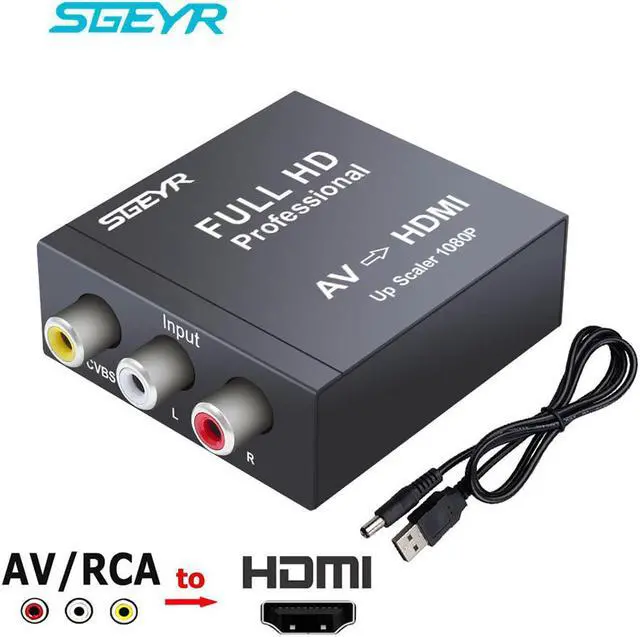 Main image of AV RCA to HDMI Converter Composite 3 RCA Audio Video CVBS to HDMI Adapter AV HDMI Converter Box Upscaler 1080P 720P for VHS