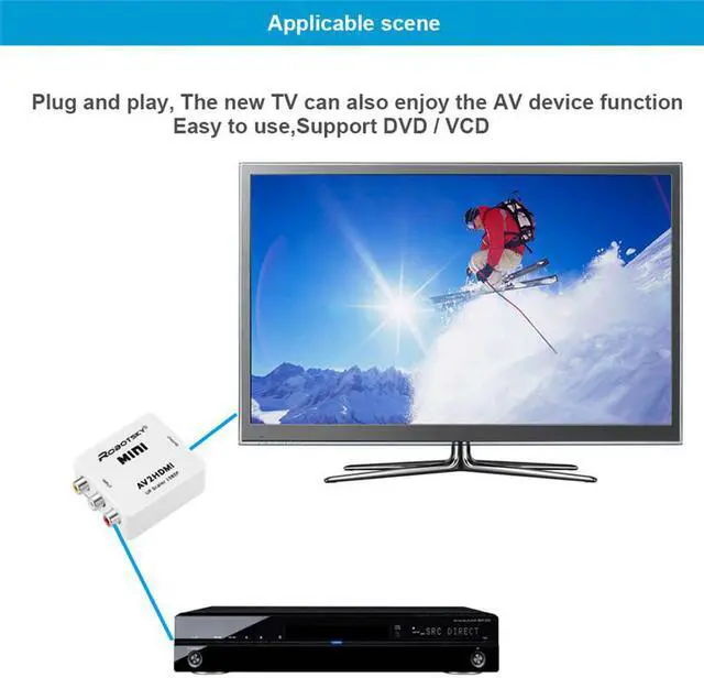 Alt view image 2 of 6 - Robotsky 1080P AV to HDMI Video Adapter RCA Analog to Digital HDMI Converter Cable for VCD DVD HD Player Digital Set-top Box