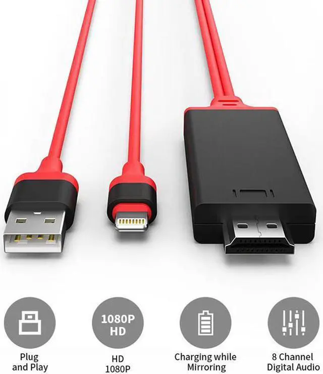 Main image of GREATLINK PLAY Cable For Lightning to HDMI Adapter USB Cable HDMI 1080P Audio Adapter Smart Converter Cable for iPhone 8 7 6 5