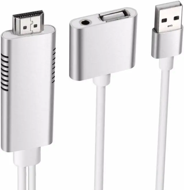 Alt view image 2 of 6 - HDMI to USB AUX Cable Adapter Phone Tablet To TV AV Adapter Cable HD 1080P White Video Cable Cord Video for Apple Android