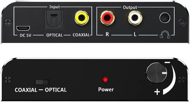 Alt view image 3 of 6 - 3.5mm Audio Converter,Digital to Analog Converter Coaxial Toslink to RCA 3.5mm Jack Adapter with Optical cable Volume Control