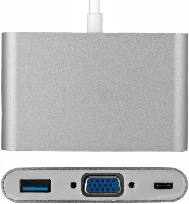 Alt view image 3 of 6 - USB Type C to VGA Adapter Multiport USB 3.1 Hub Type-C Female with Charging & Video Converter for Apple MacBook Projector TV