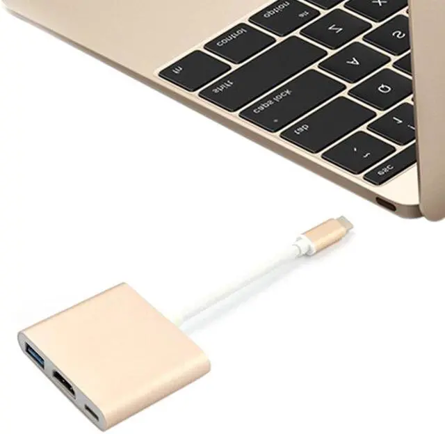 Alt view image 3 of 6 - USB 3.1 Type C Thunderbolt 3 TO HDMI USB 3.0 multi-port Adapter Dongle Dock Cable for  Macbook Pro Mouse Keyboard TV Phone