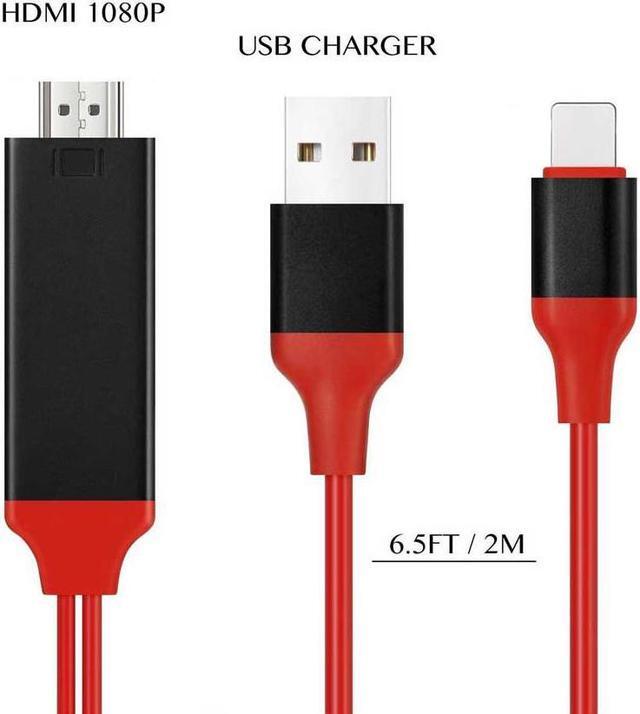 Alt view image 6 of 6 - FORNORM 1080P HDMI Cable For Lightning to HDMI HDTV TV Adapter USB Cable For iPhone5 5S 6 6 Plus 6S 6 Plus 7 8Plus