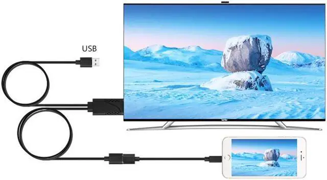 Alt view image 6 of 6 - HD 1080P USB to HDMI Cable For iPhone 8 X 7 6s Plus Samsung Galaxy S8 Android Phones TV Video Audio Adapter HDMI Cable