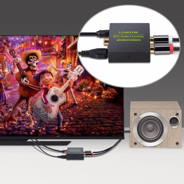 Alt view image 4 of 6 - Proster Optical Fiber Coaxial RCA Toslink Signal to Digital Analog Audio Converter Adapter DACFor Home Theater DVD AMP