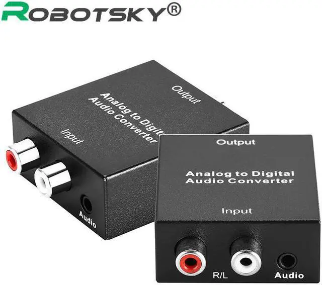 Main image of 3.5mm Analog To Digital Audio Converter Adapter with Power cable SPDIF Coaxial L/R RCA&Optical Toslink Audio Converter for TV PC