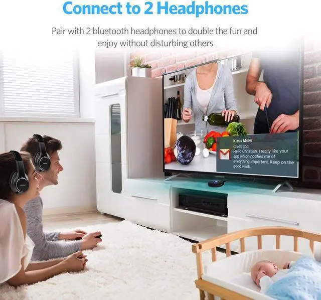 Alt view image 3 of 6 - Ugreen Bluetooth Transmitter 4.2 3.5mm APTX Bluetooth Adapter for TV Wireless Headphones Speaker Playstation 4 Audio Bluetooth R