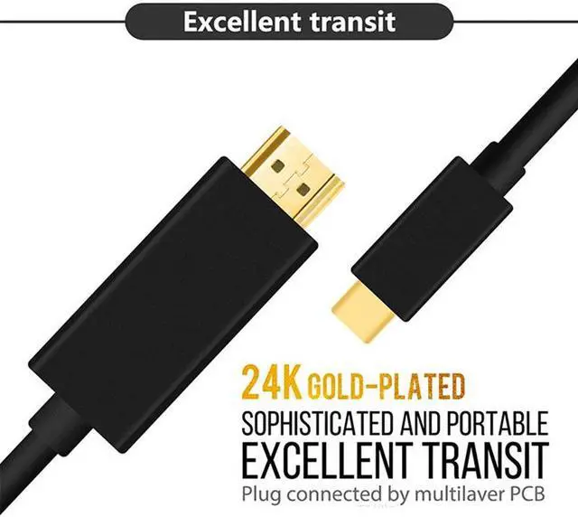 Alt view image 2 of 5 - TYPE-C 3.1 to HDMI Cable 1.8m USB3.1 Type C Male to HDMI Male Support 4K*2K Connecting Cable for Macbook Adapter TV projector