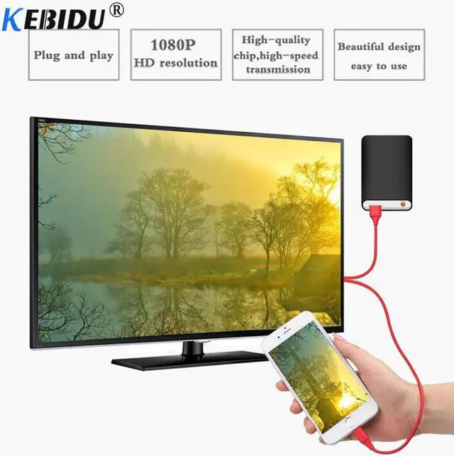 Alt view image 2 of 6 - kebidu 8 Pin to HDMI Cable HD 1080P HDMI Adapter Converter Cable 1.8M for Apple tv for iPhone for IOS