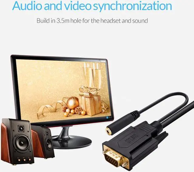 Alt view image 6 of 6 - Unnlink HDMI to VGA Cable Adapter FHD 1080P@60H with 3.5mm jack Audio Cable for computer projector ps4 smart Android tv mi box3