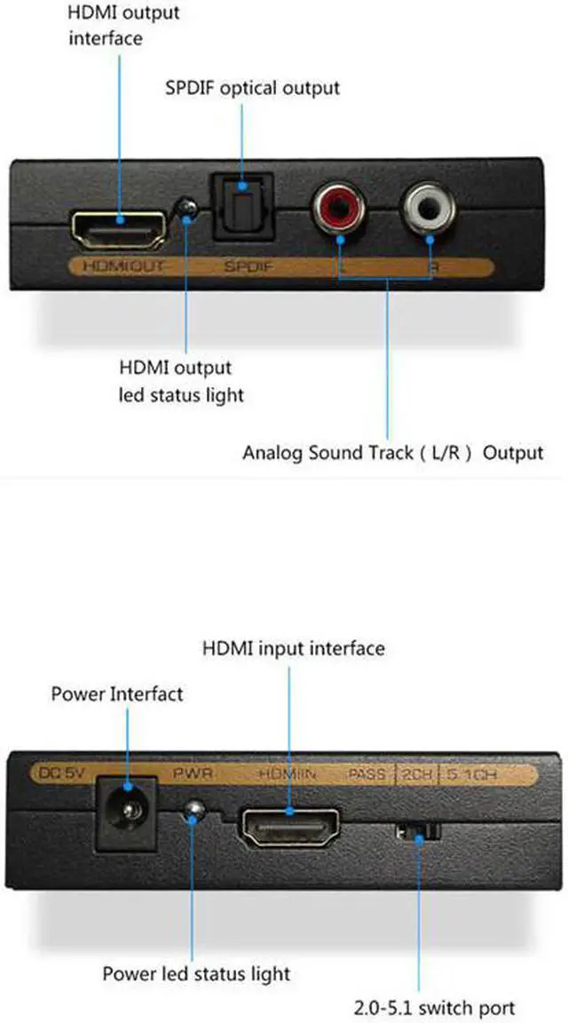 Alt view image 2 of 6 - Hdmi audio extractor HDMI to HDMI  Optical TOSLINK SPDIF + RCA L/R Audio Extractor Converter HDMI Audio Splitter Adapter