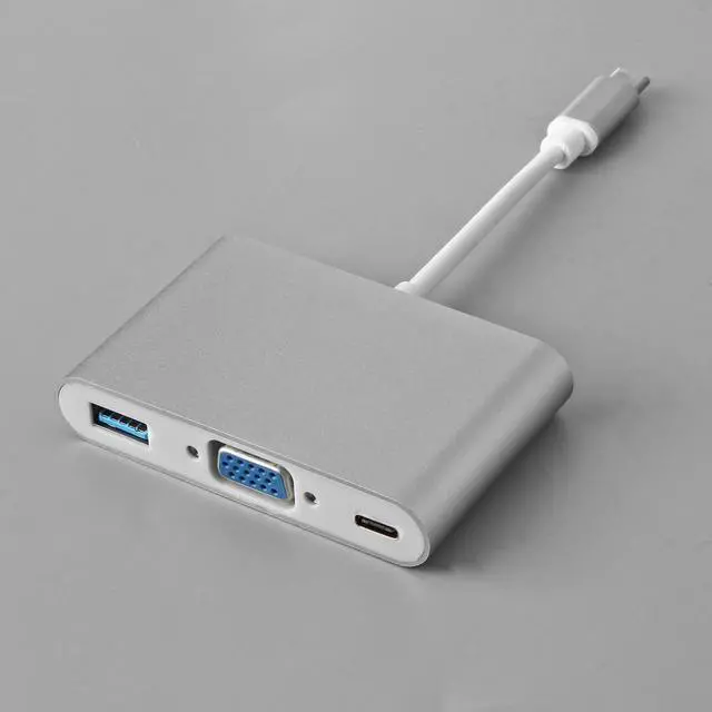 Alt view image 5 of 6 - USB Type C to VGA Adapter Multiport USB 3.1 Hub Type-C Female with Charging & Video Converter for Apple MacBook Projector TV