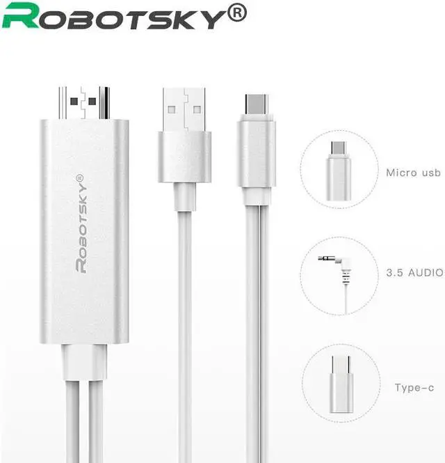 Main image of Type C and Micro USB To HDTV TV HDMI Adapter 2 In 1 Digital AV Cable For Samsung Xiaomi Android Phone with Audio USB Cable