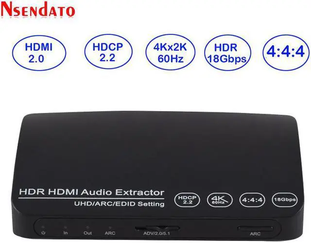 Main image of 1 In 1 Out HDR UHD HDMI 2.0 Audio Extractor Switcher 4k 60HZ HDR HDMI2.0 Audio Extractor Adapter with ARC EDID For PS4 DVD HDTV
