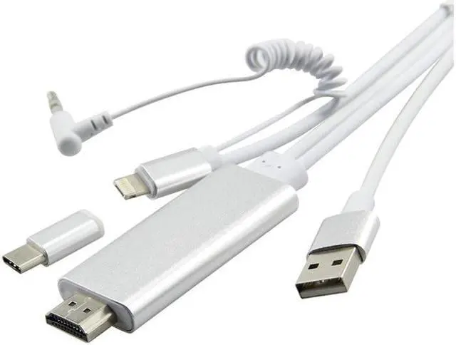Alt view image 2 of 3 - Larryjoe 2 In 1 Type C and Micro USB To HDTV TV HDMI Adapter Digital AV Cable For Samsung Android Phone with Audio USB Cable