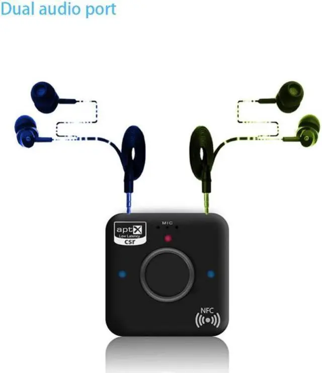 Alt view image 4 of 6 - Wireless Bluetooth Transmitter and Receiver Adapter 4.2 Audio APT-X NFC CVC6.0 Built-in Microphone AUX Out for Phones iPad PC TV