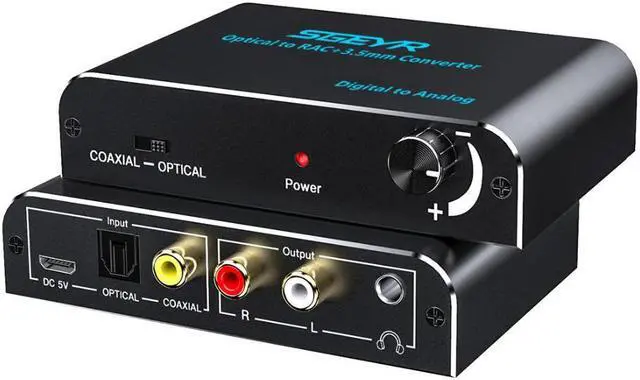 Alt view image 4 of 6 - 3.5mm Audio Converter,Digital to Analog Converter Coaxial Toslink to RCA 3.5mm Jack Adapter with Optical cable Volume Control