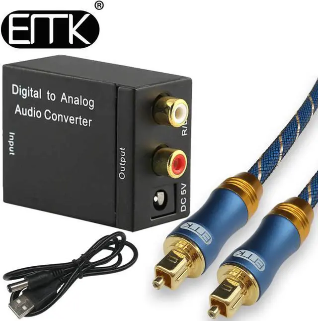 Main image of EMK Digital to Analog Audio Converter Optical Fiber Coaxial RCA Toslink Signal to Analog Audio TV Converter Adapter for DVD