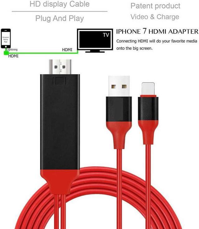 Alt view image 3 of 6 - FORNORM 1080P HDMI Cable For Lightning to HDMI HDTV TV Adapter USB Cable For iPhone5 5S 6 6 Plus 6S 6 Plus 7 8Plus