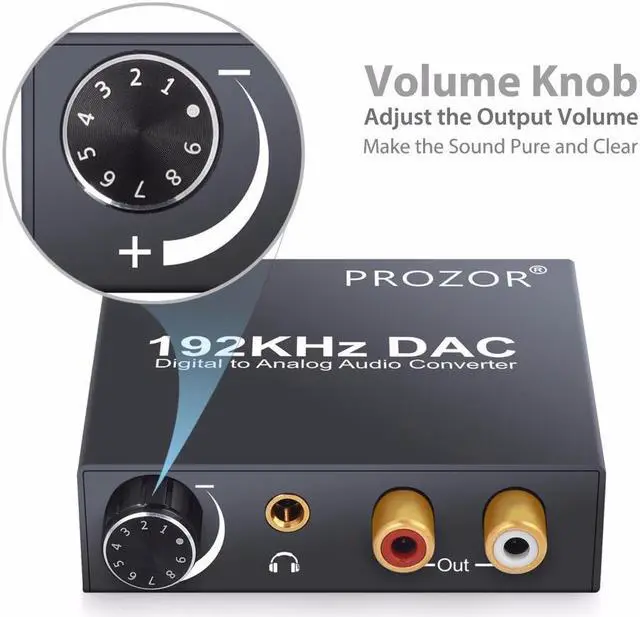 Alt view image 4 of 6 - 192kHz DAC Converter Digital Optical Coaxial Toslink to Analog L/R RCA 3.5mm Jack Audio Converter Adapter With Volume Control
