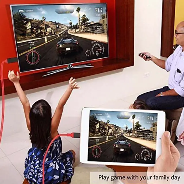 Alt view image 3 of 6 - 2M Phone Tablet To HDMI TV AV Adapter Cable 1080P 2K HD Cord Game Movie Supplies For iPad For iPhone Plug & Play